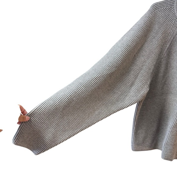 NEW J. Crew Raglan Fitted Waist Ribbed Crewneck Sweater Plus Size XXL Gray Crop - Picture 4 of 12